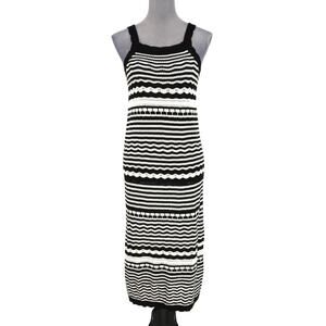 Joie Sweater Dress Womens Small Black White Stripe Maxi Viscose Beach Resort